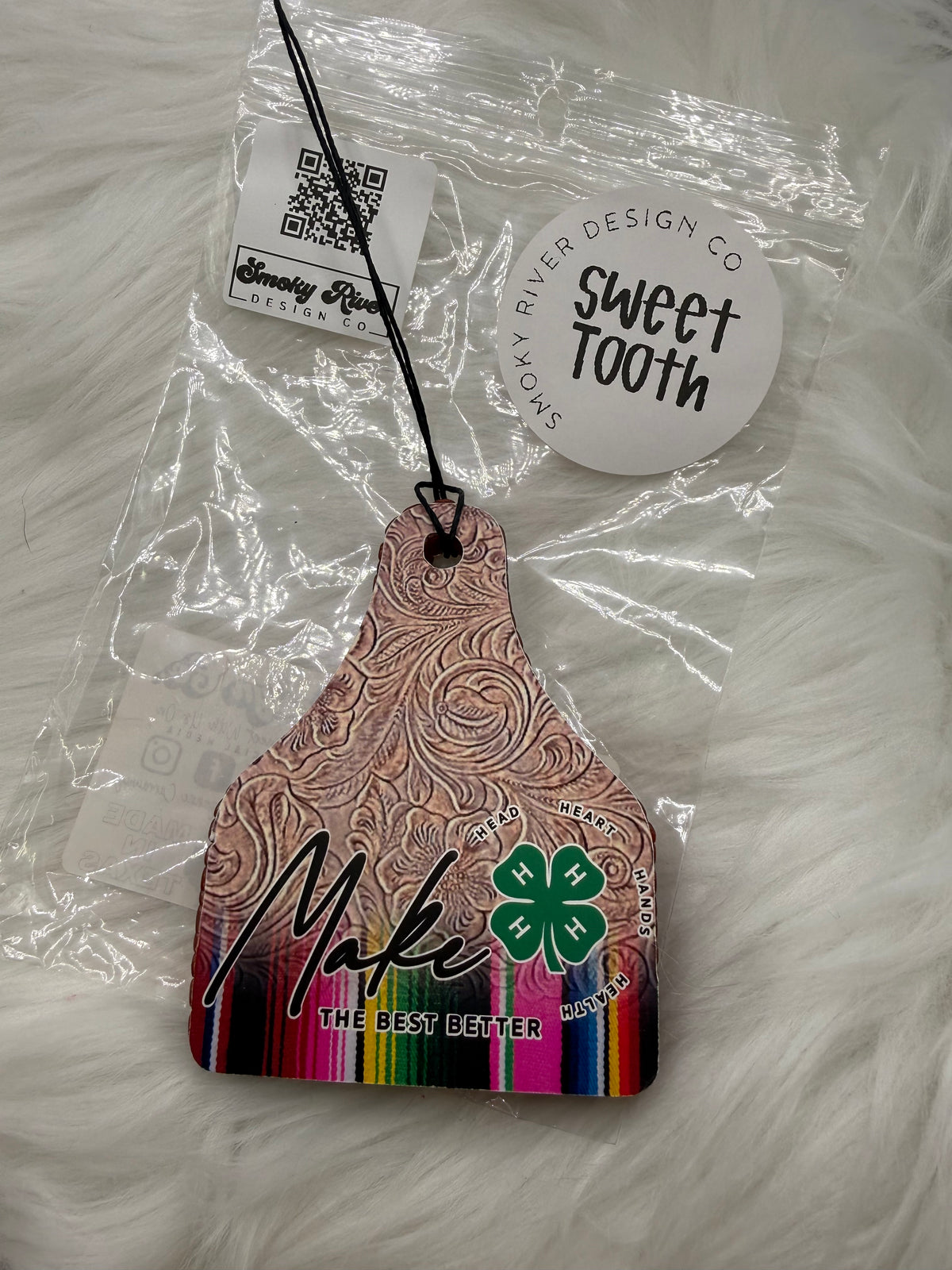 Serape & Leather 4-H Ear Tag Freshie