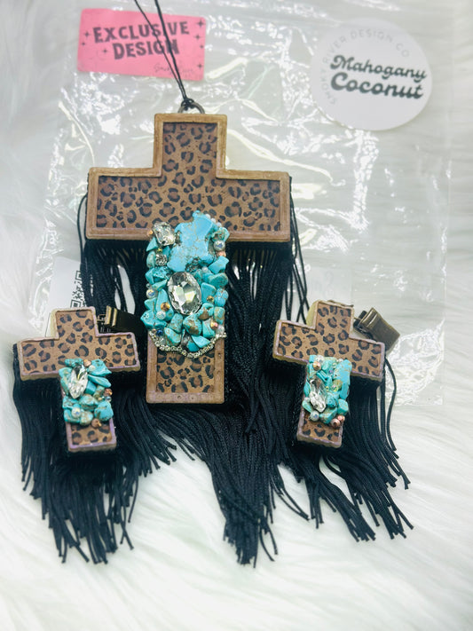 Leopard Cross With Cowgirl Candy Freshie Set