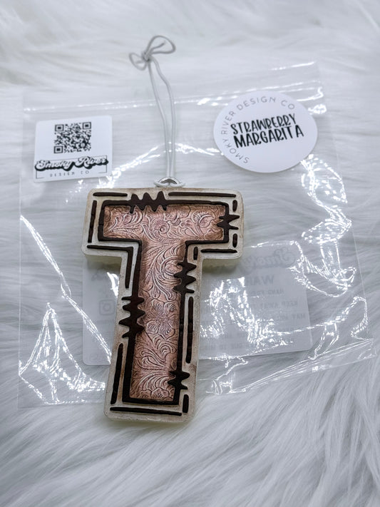 Tooled Leather Initial Freshie